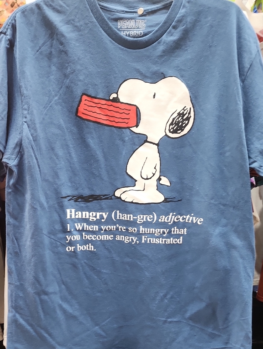 Peanuts Snoopy 'Hangry' Graphic Tee - Blue with Red Accent